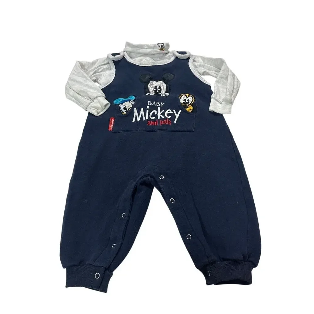Vintage Mickey & Co Embroidered 90s Pluto Boys 24M Disney One Piece Overalls